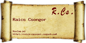 Raics Csongor névjegykártya
